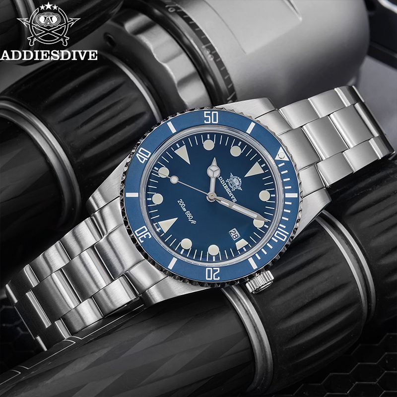 Solar Powered Watch - ADDIESDIVE Men's Diving Watch Stainless Steel