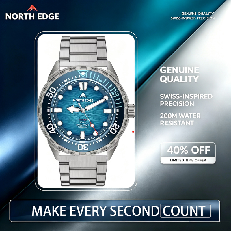 Solar Powered Watch - NORTH EDGE 2026 TRITON Solar Powered