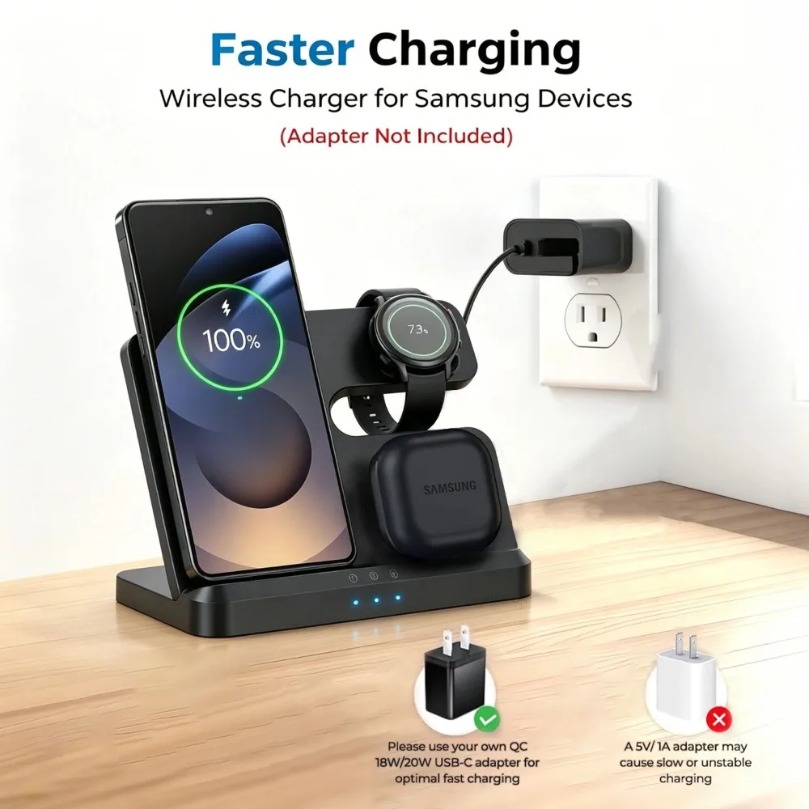 3 in 1 Fast Wireless Charger F - Watches Smartwatch Samsung ulasan dan harga