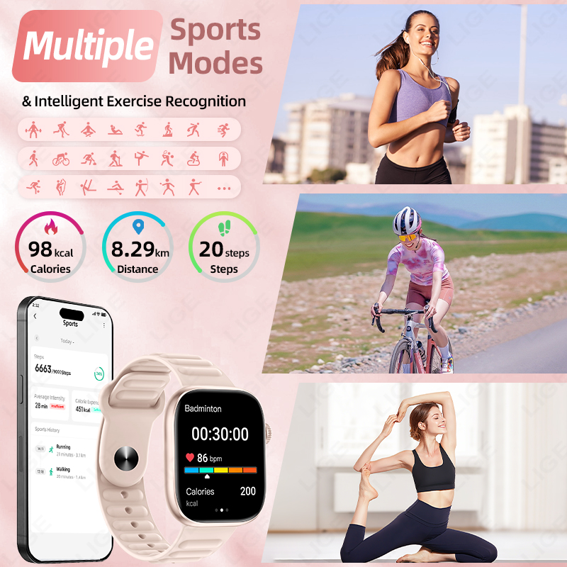 LIGE 2026 NEW Smart Watch Hear - Couple Watches Smartwatch ulasan dan harga